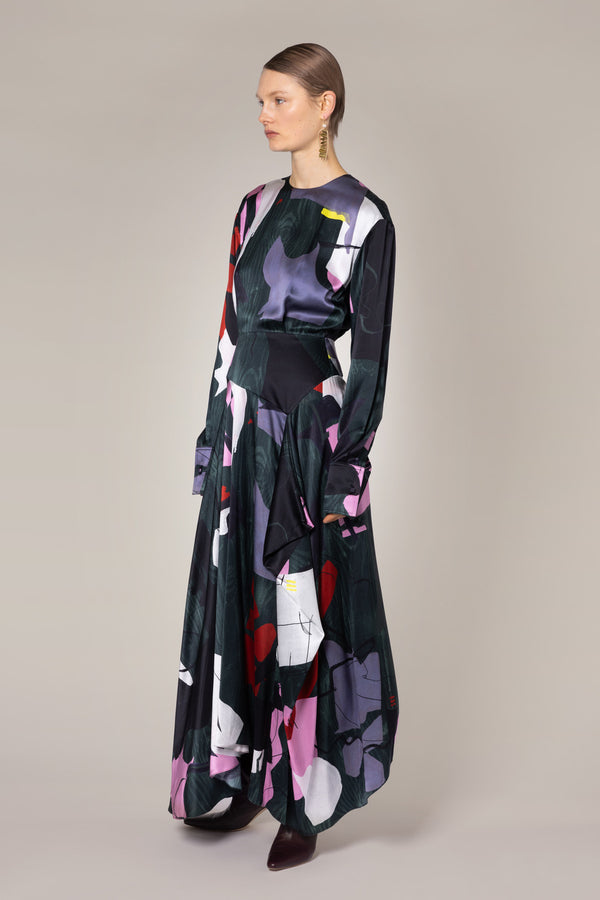 Roksanda Ilincic Designer Asymmetrical Silk Midi Dress In Multicolour