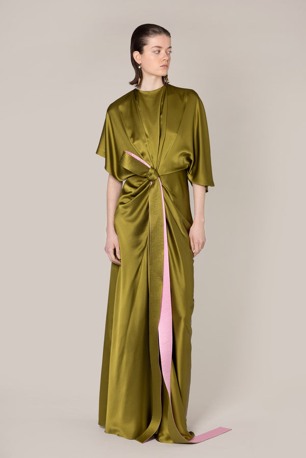 roksanda ilincic Designer Long Dress in Green Satin