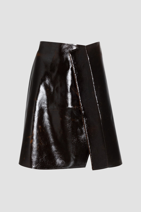 Roksanda Ilincic Designer Midi Imitation Leather Skirt In Brown