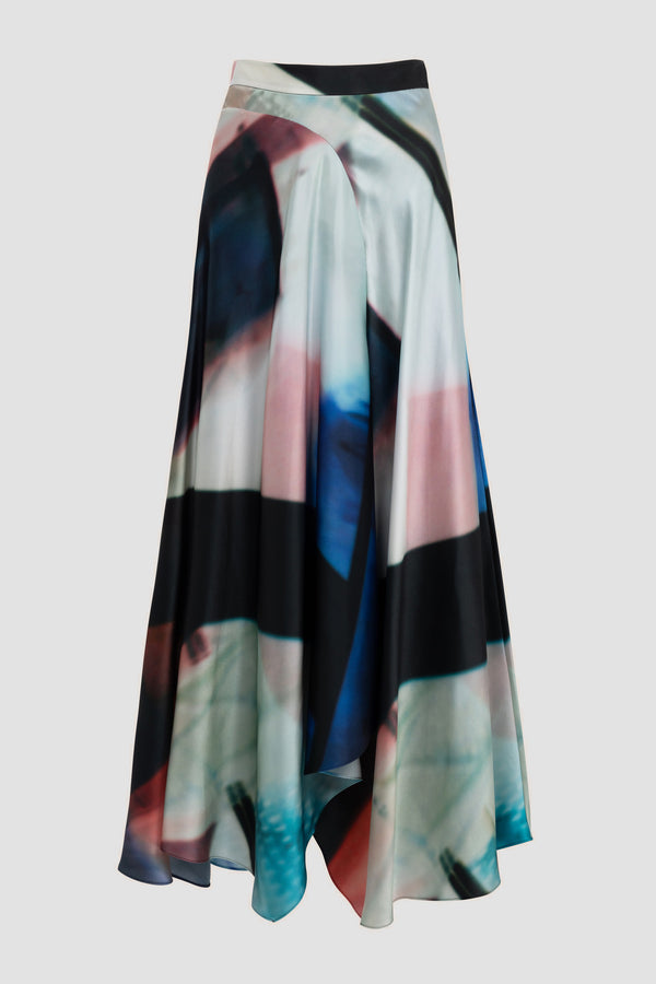 Roksanda Ilincic Designer Midi Silk Skirt In Multicolour