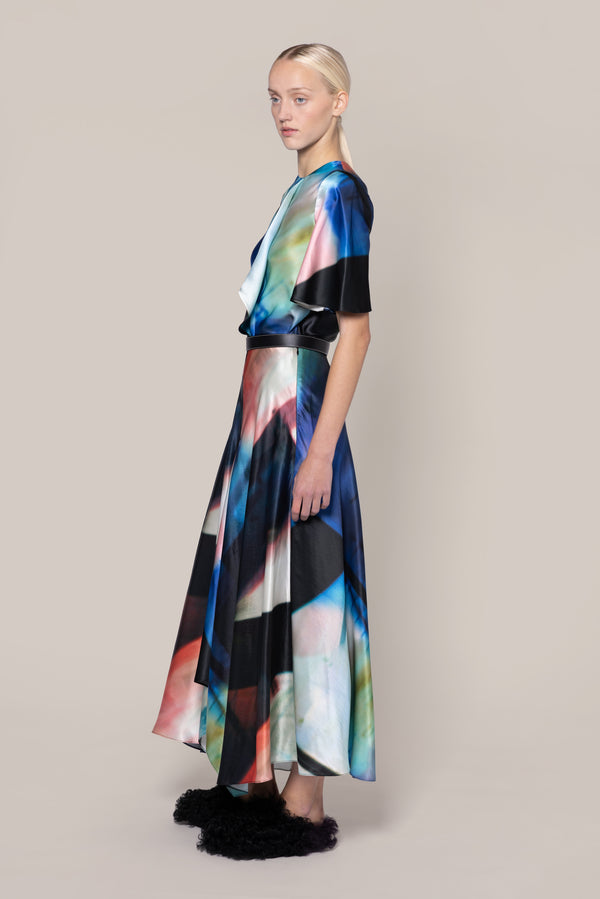 Roksanda Ilincic Designer Midi Silk Skirt In Multicolour