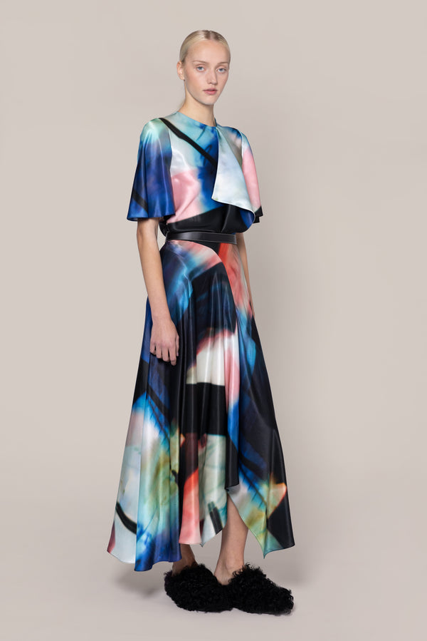 roksanda ilincic Designer Midi Silk Skirt in Multicolour