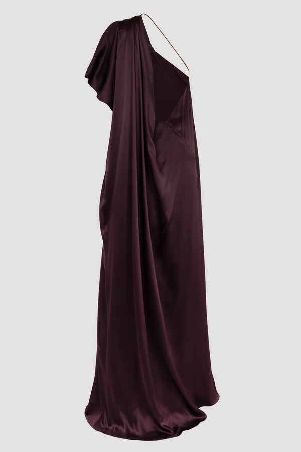 Roksanda Ilincic Designer Silk Maxi Gown In Burgundy