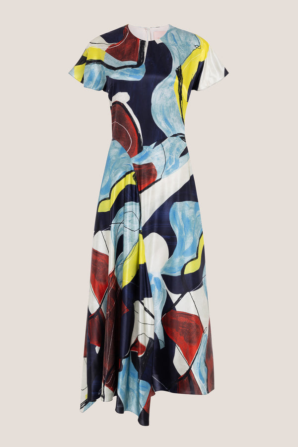 Roksanda Ilincic Designer Silk Midi Dress In Multicolour