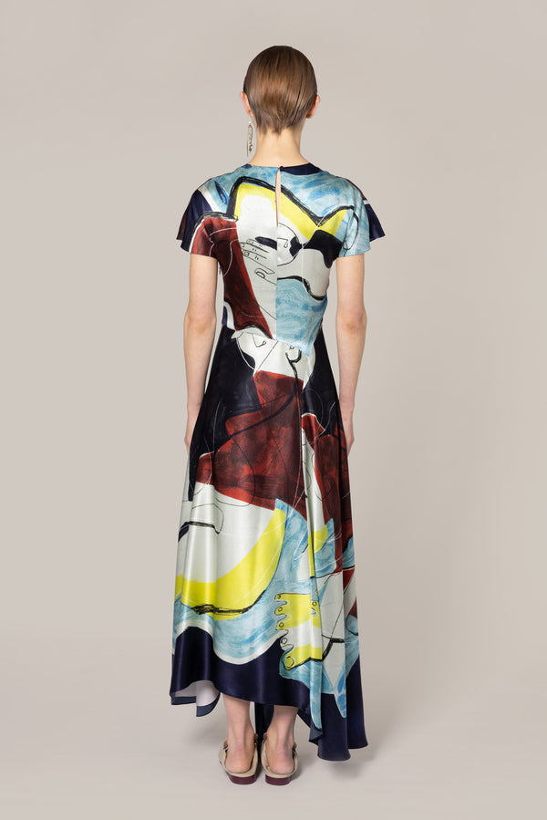 Roksanda Ilincic Designer Silk Midi Dress In Multicolour