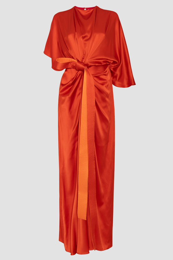 Roksanda Ilincic Designer Silk Midi Dress In Orange