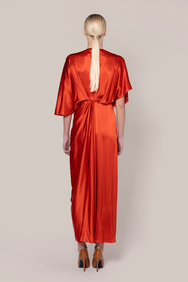 Roksanda Ilincic Designer Silk Midi Dress In Orange