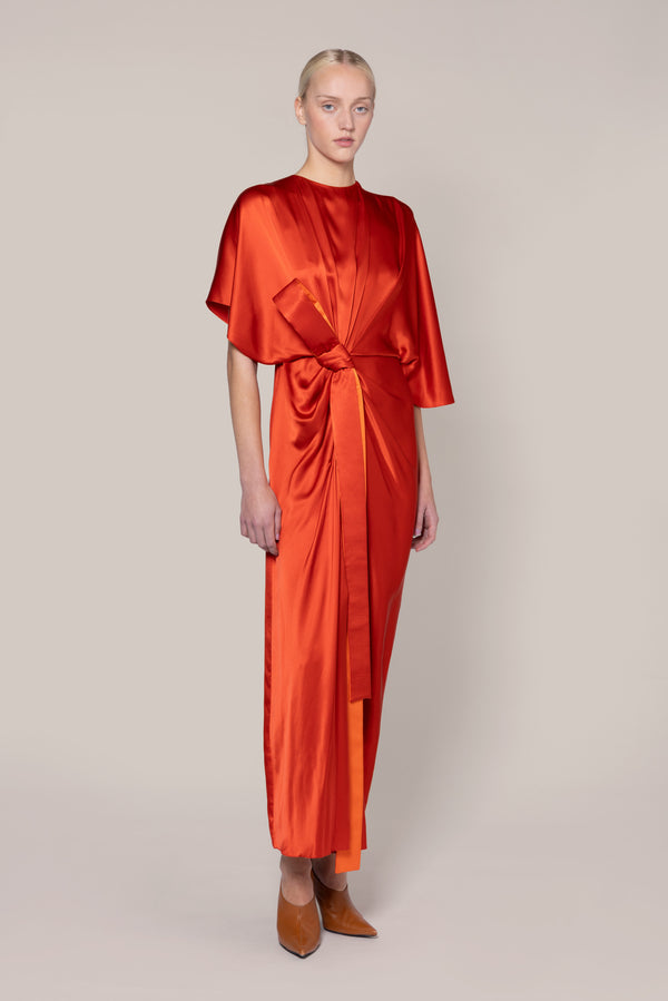 Roksanda Ilincic Designer Silk Midi Dress In Orange