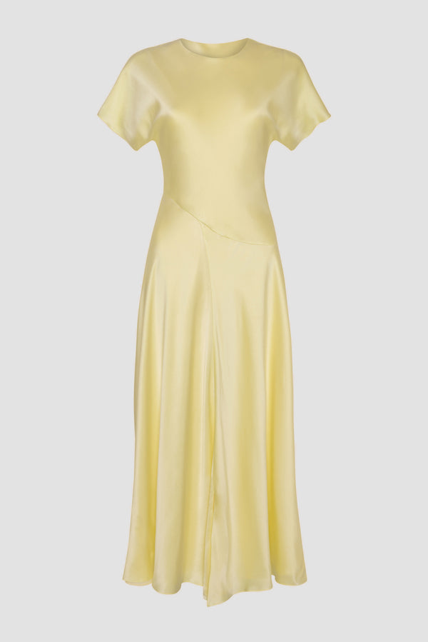 Roksanda Ilincic Designer Silk Midi Dress In Yellow