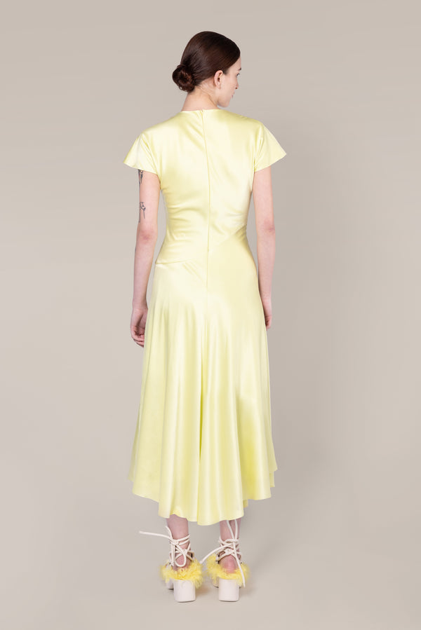 Roksanda Ilincic Designer Silk Midi Dress In Yellow