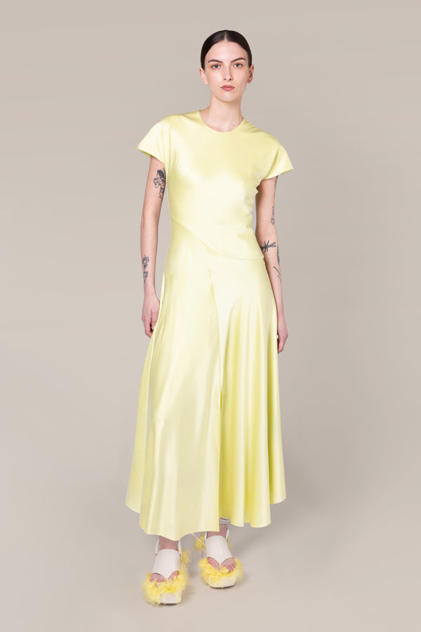 roksanda ilincic Designer Silk Midi Dress in Yellow
