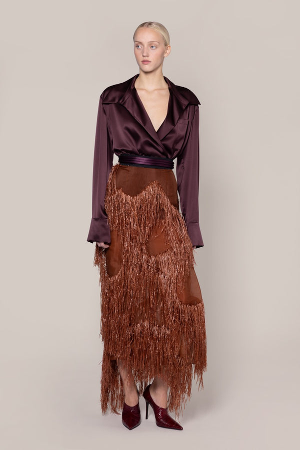 roksanda ilincic Designer Women's Silk Top in Hickory| Jana