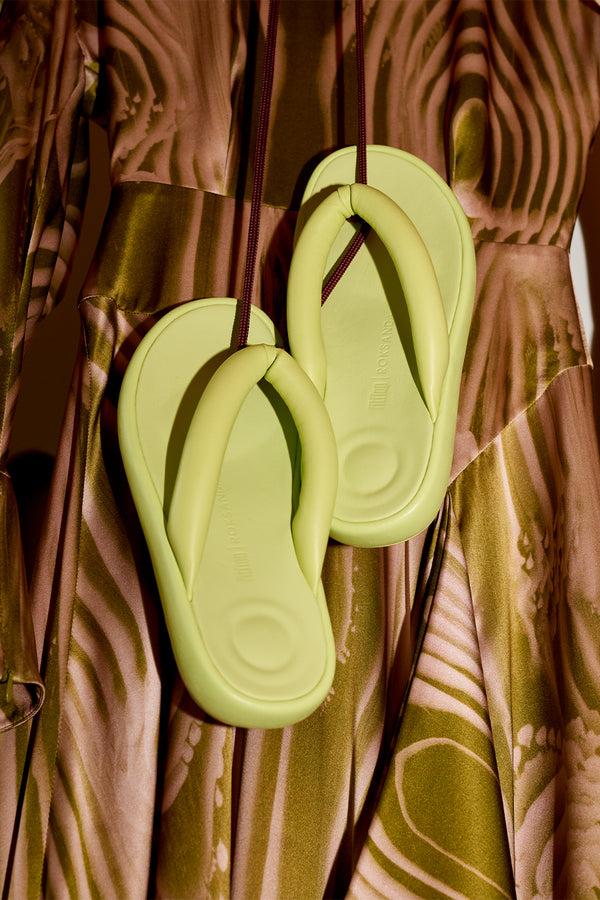 roksanda ilincic Padded Leather Flip Flops in Green