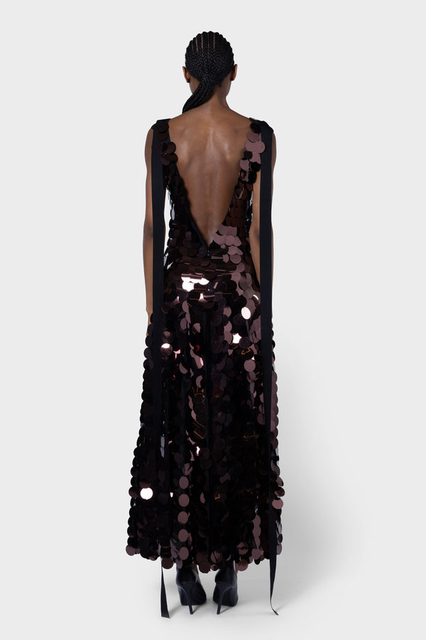 Roksanda Ilincic Designer Brown Sequin Dress