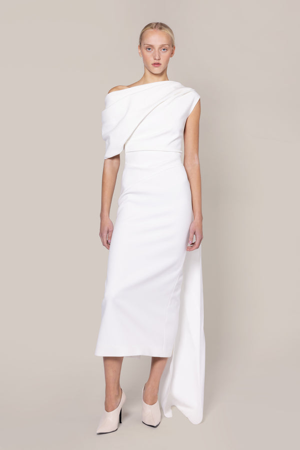 roksanda ilincic Designer Midi Dress in Ivory