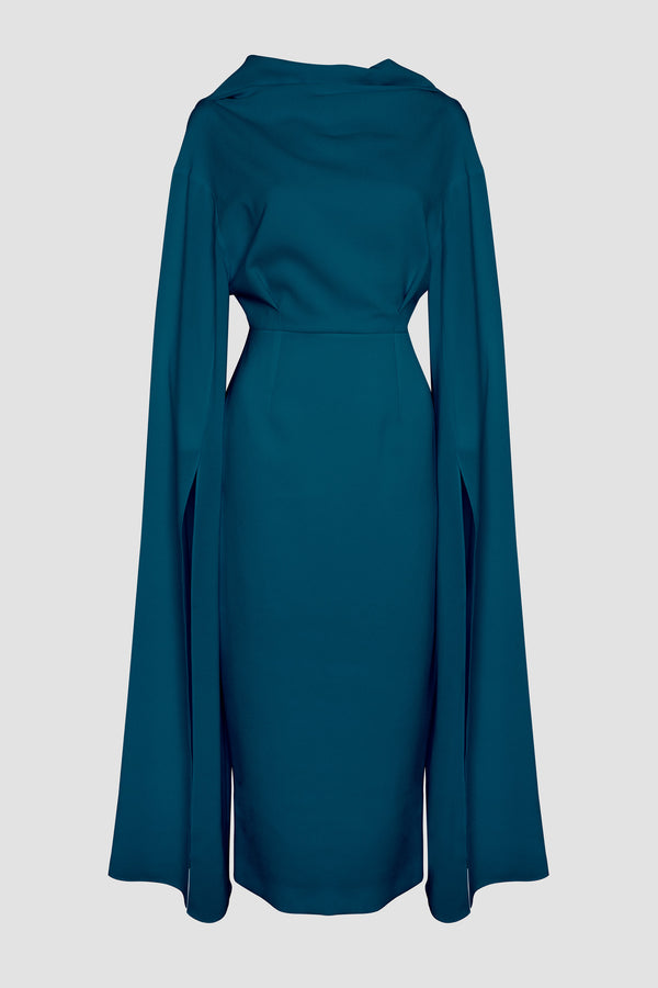 Roksanda Ilincic Designer Midi Dress In Navy| Nour