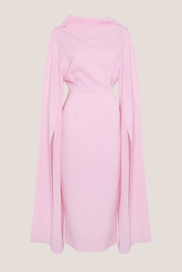 Roksanda Ilincic Designer Midi Dress In Soft Pink
