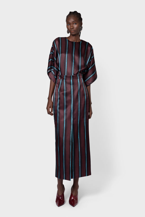 roksanda ilincic Designer Midi Silk Skirt in Brown