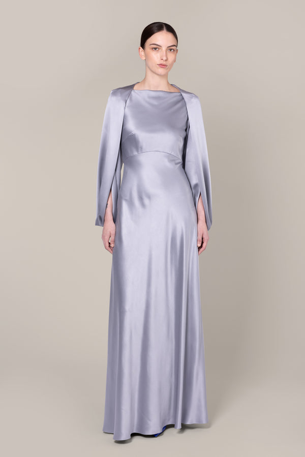 roksanda ilincic Designer Silk Midi Dress in Grey