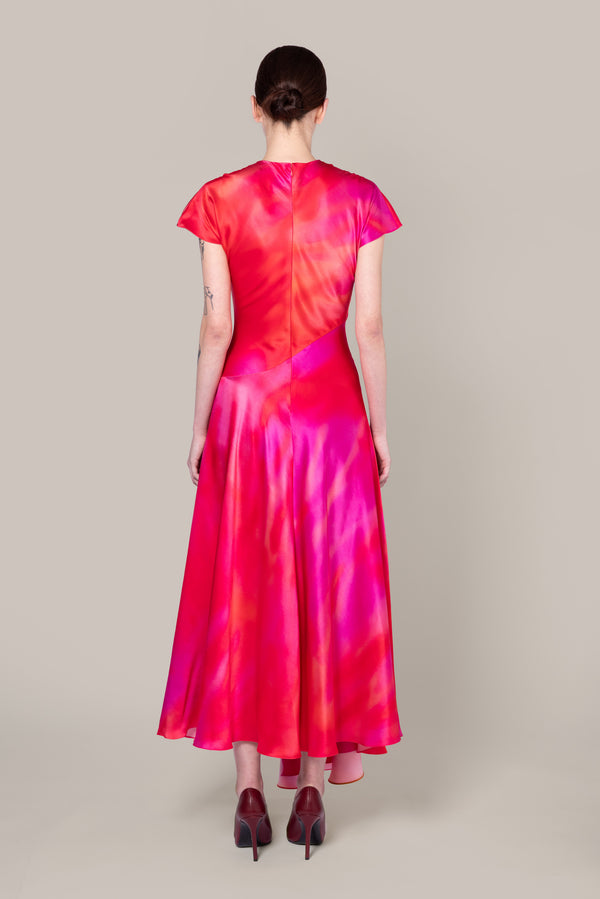 Roksanda Ilincic Designer Silk Midi Dress In Pink