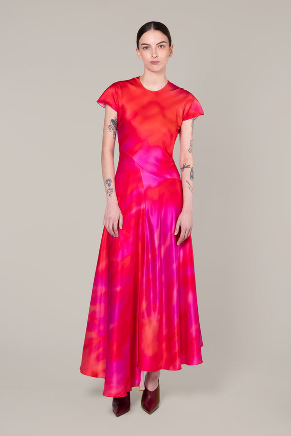 roksanda ilincic Designer Silk Midi Dress in Pink