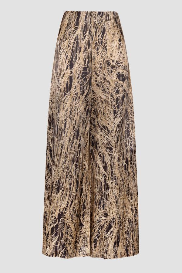 Roksanda Ilincic Women's Designer High Waist Trousers In Gold Silk