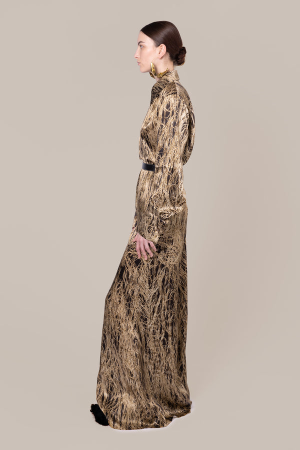 Roksanda Ilincic Women's Designer High Waist Trousers In Gold Silk