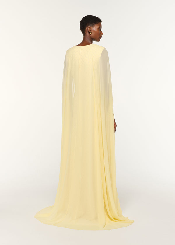 Roland Mouret Chiffon Cape On Diamante Crepe Gown Yellow