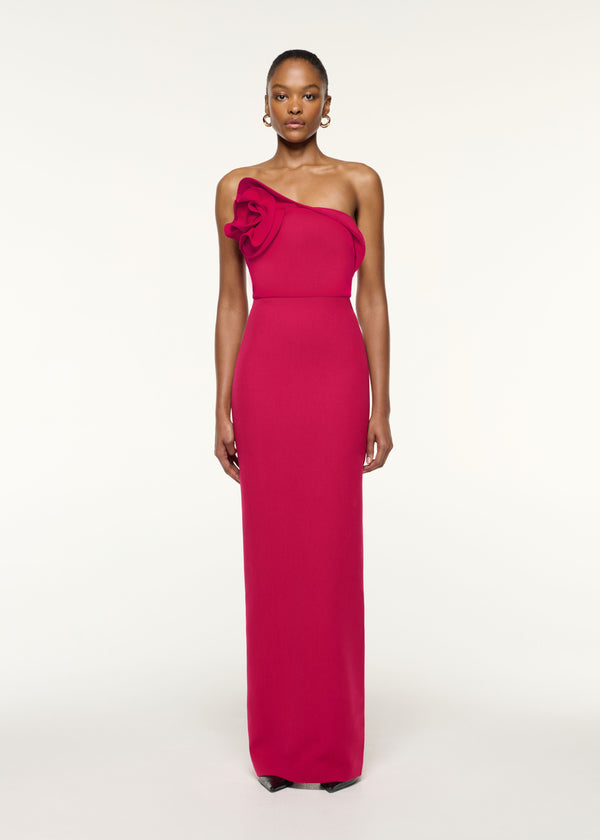 roland mouret Flower Detail Strapless Gown Hot Pink