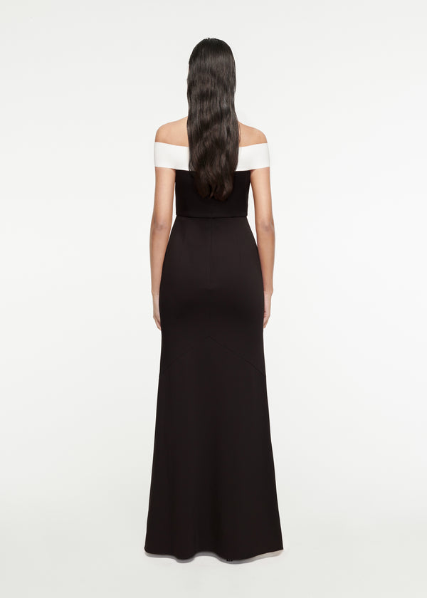 Roland Mouret Off-The-Shoulder Stretch-Cady Gown Black