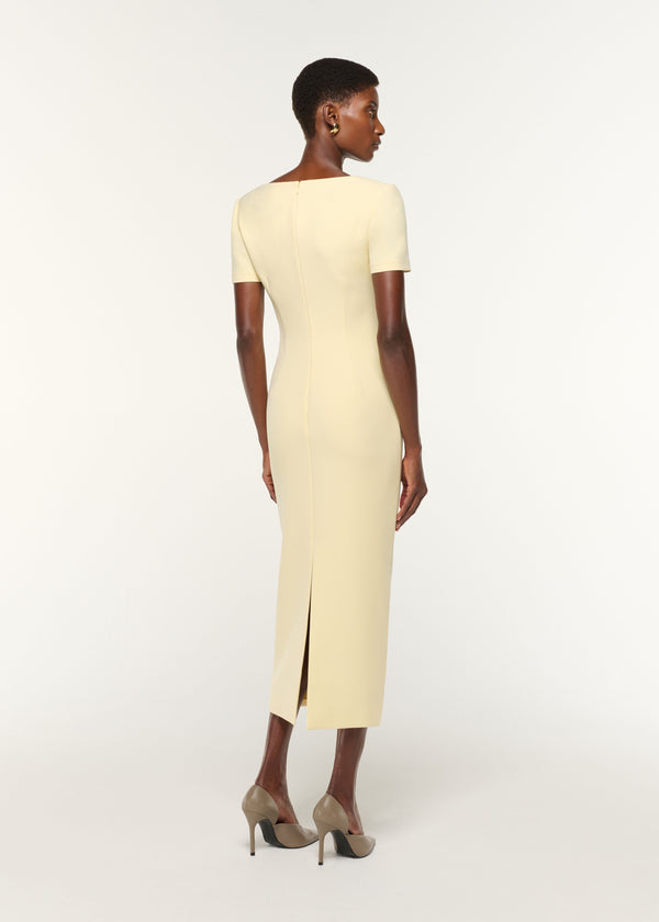Roland Mouret Asymmetric Drape Crepe Dress Yellow