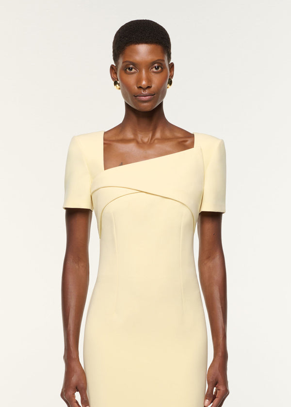 Roland Mouret Asymmetric Drape Crepe Dress Yellow