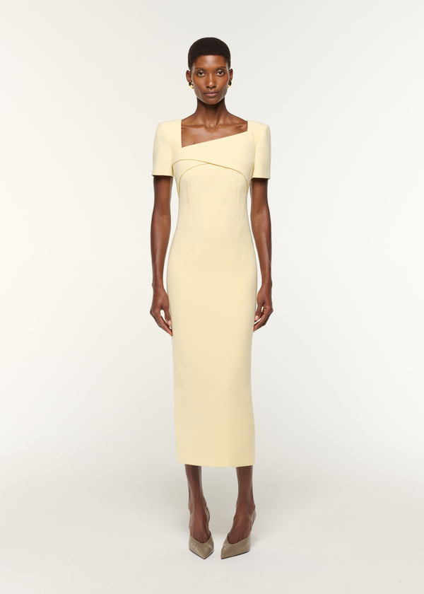 roland mouret Asymmetric Drape Crepe Dress Yellow