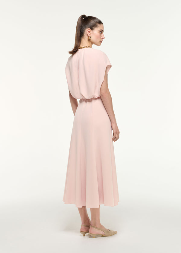 Roland Mouret Belted Cape Midi Dress Nude