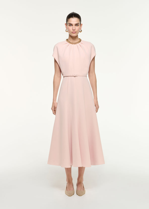 roland mouret Belted Cape Midi Dress Nude