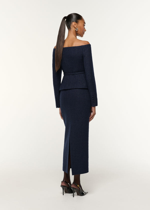 Roland Mouret Boucle Column Skirt Navy
