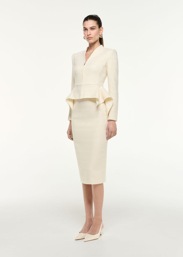 Roland Mouret Boucle Midi Skirt Cream