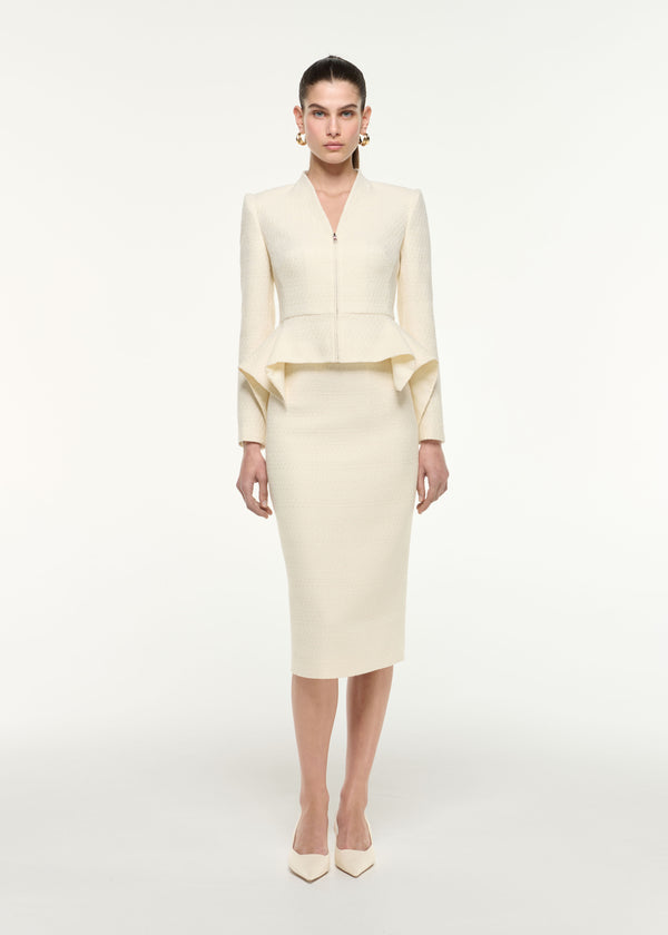 roland mouret Boucle Midi Skirt Cream