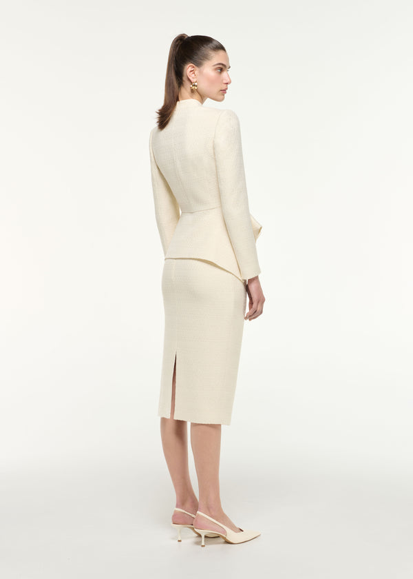Roland Mouret Boucle Peplum Jacket Cream