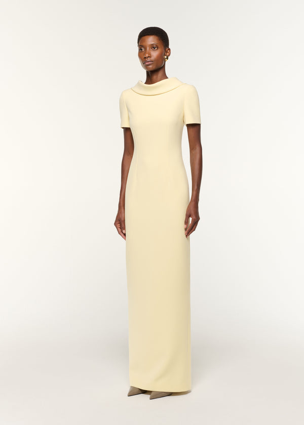 Roland Mouret Collared Crepe Gown Red