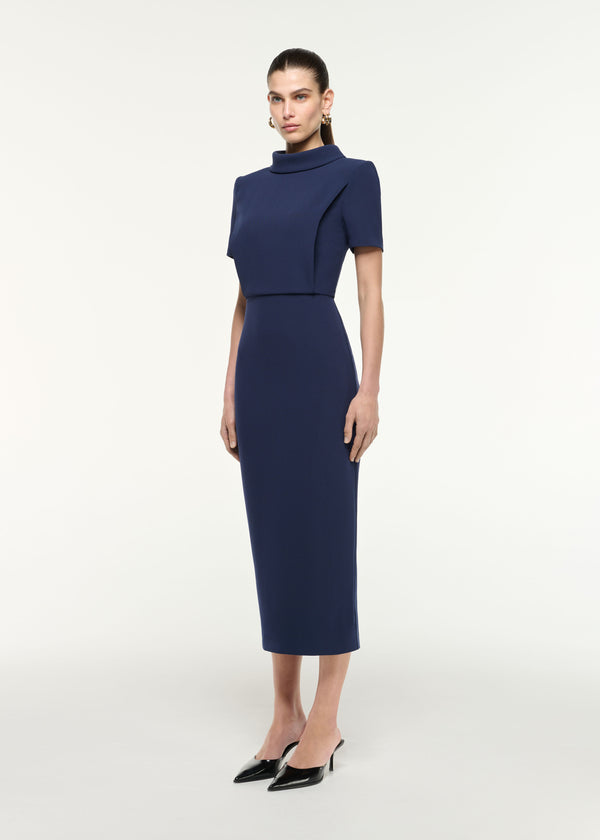 Roland Mouret Collared Midi Dress Navy
