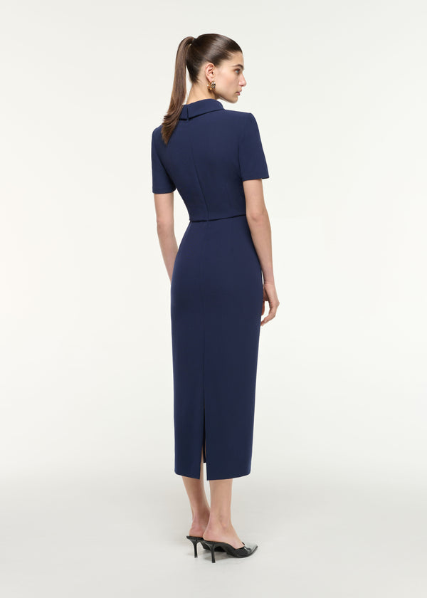 Roland Mouret Collared Midi Dress Navy