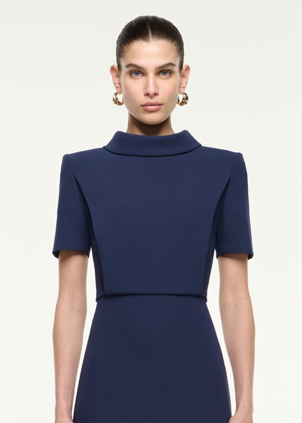 Roland Mouret Collared Midi Dress Navy