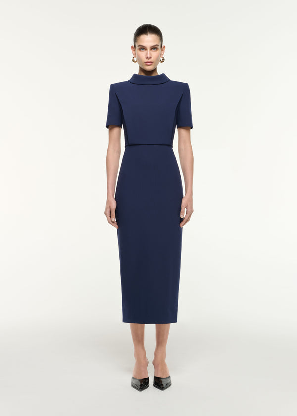 roland mouret Collared Midi Dress Navy