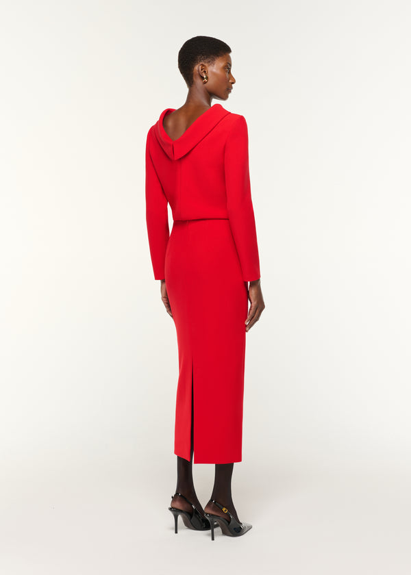 Roland Mouret Crepe Column Skirt Red