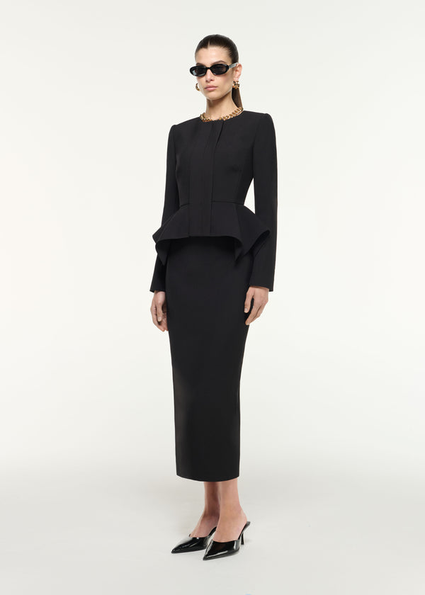 Roland Mouret Crepe Midi Skirt Black