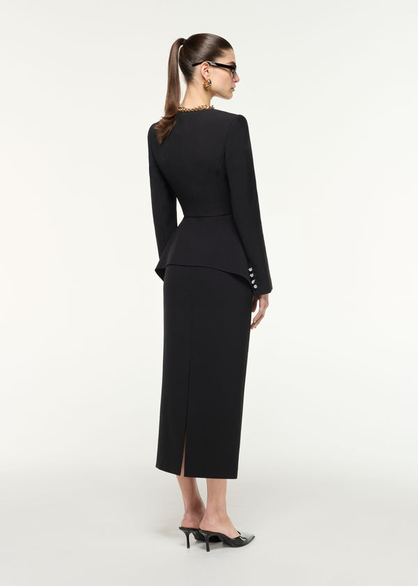 Roland Mouret Crepe Midi Skirt Black