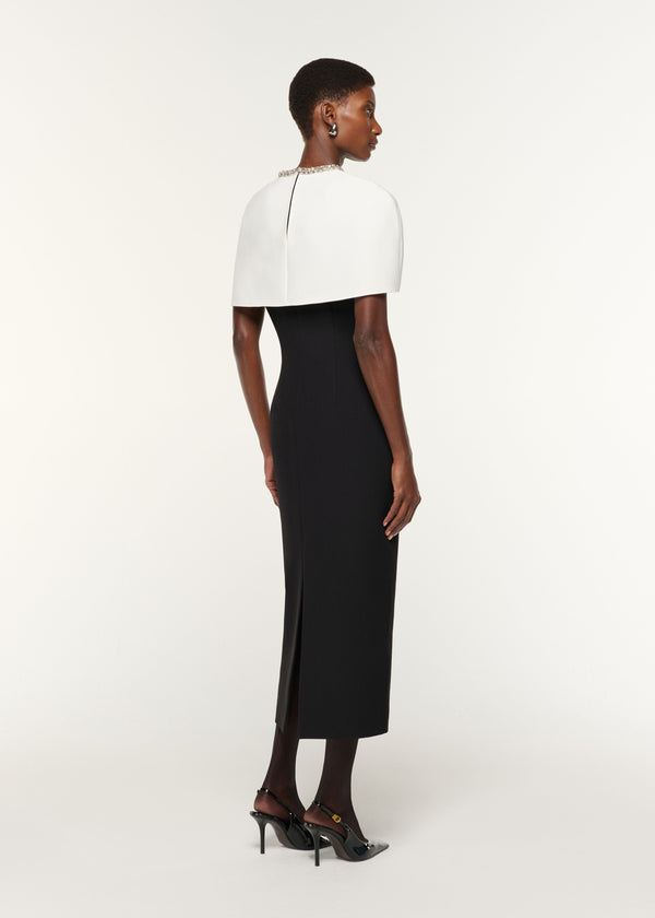 Roland Mouret Crystal Trimmed Shawl Crepe Dress