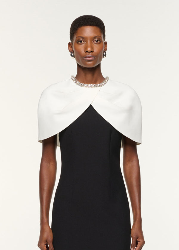Roland Mouret Crystal Trimmed Shawl Crepe Dress
