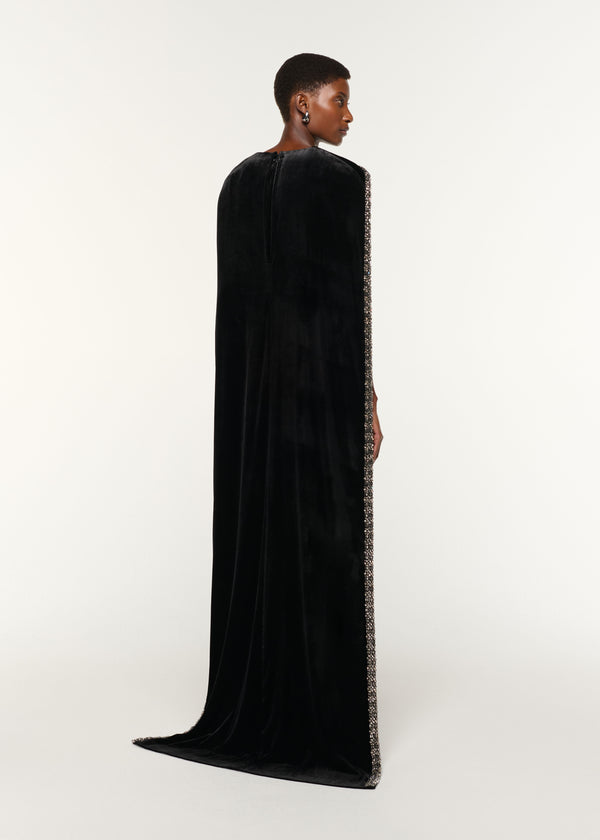 Roland Mouret Embellished Cape Velvet Gown Black
